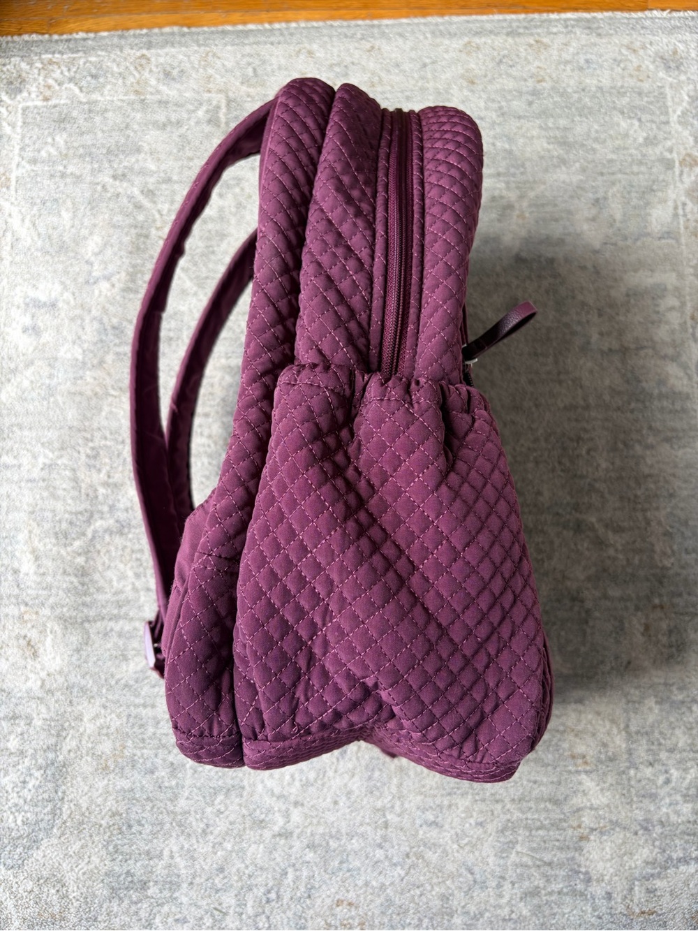 Vera Bradley Campus Backpack Microfiber Quilted Mulled Berry contrasting Lining - Picture 3 of 11